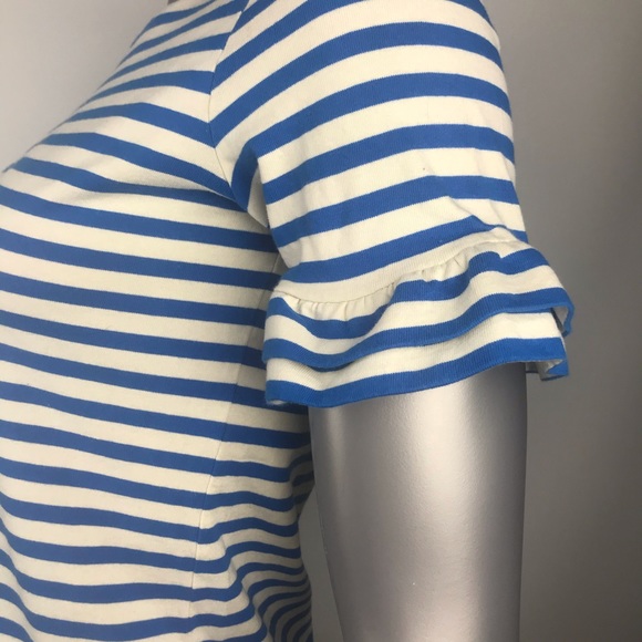 J. Crew Striped Ruffle Sleeve Black Label Sz xs - Picture 3 of 7